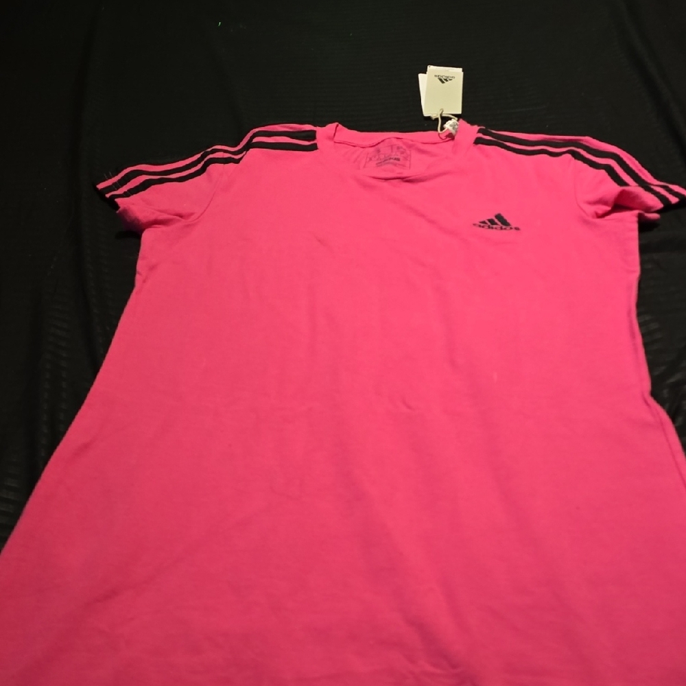 Adidas Bold Pink Tee Dress with Black Accents